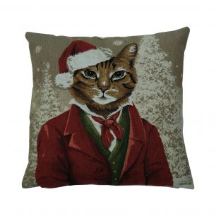 gobelin kussen kerst kat 45x45cm