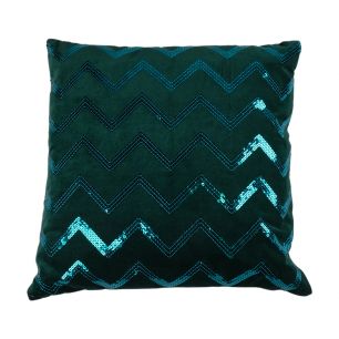 Cushion Zigzag Sequin 45x45 Dark Green