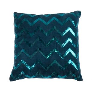 Cushion Zigzag Sequin 45x45 Dark Turquoise