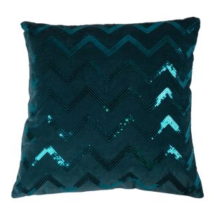 Cushion Zigzag Sequin 45x45 Turquoise