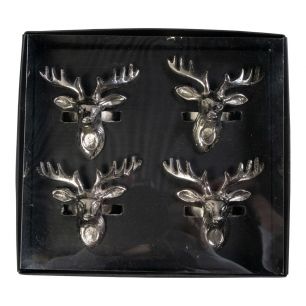 Napkin Ring deer silver 6x7x6cm (set of 4)