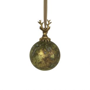 boule de décoration cerf vert antique 10cm