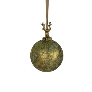 boule de décoration cerf vert antique 12cm