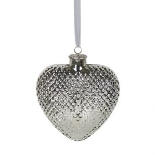 decoratie hart zilver 17cm