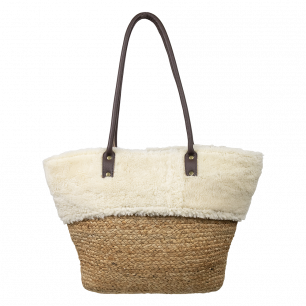 mouton blanc sac bandoulière jute 50cm (ovis aries)