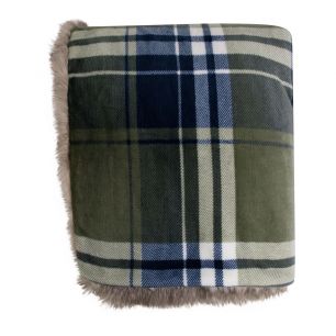 Plaid ruit faux fur groen 130x170cm