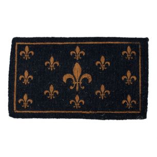 coir doormat handmade fleur de lis dark blue 75cm