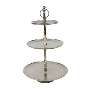 cuisine présentoir argent ronde 3 étages 55cm