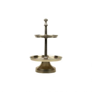 kitchen serving stand champagne gold round 2 tiers 38cm*