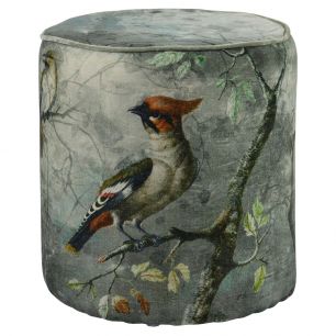 poef fluweel charming kuifvogel 40x40x45cm*