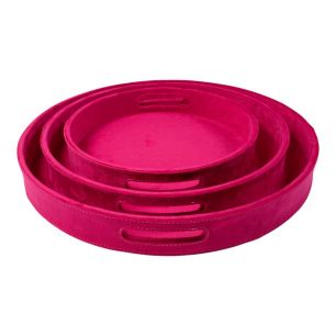 Serving Trays round fuchsia dia 30, 38, 45 cm (set of 3) 