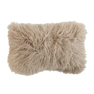 coussin mouton cheveux bouclés beige 30x50cm