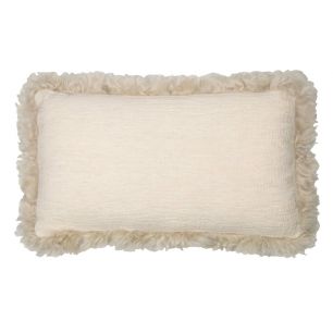 coussin mouton cheveux bouclés lin beige 30x50cm