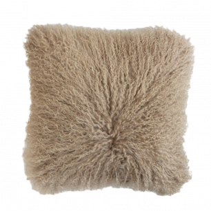 coussin mouton cheveux bouclés beige 40x40cm