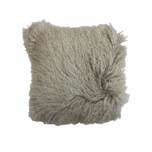 coussin mouton cheveux bouclés gris 40x40cm