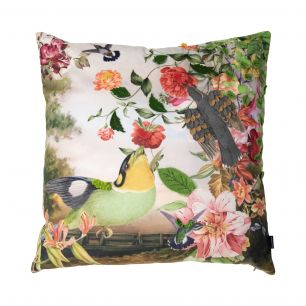 coussin fait main fleury oiseau vert 45x45cm