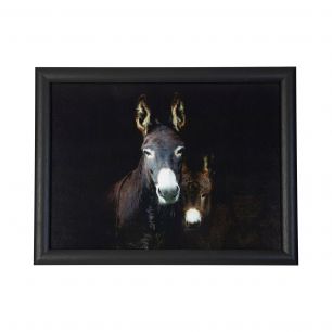 laptray black donkey with foal 43cm