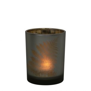 windlicht glas pflanzenfarn gold medium 10cm*