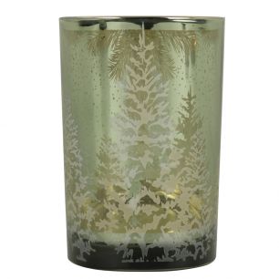 windlicht glas tannenbaum grun large 18cm