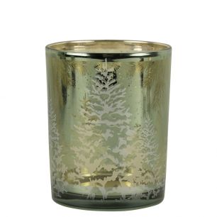 windlicht glas tannenbaum grun medium 12cm