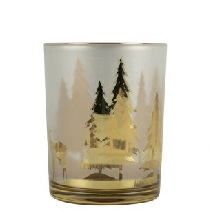 wind light glass deer tree gold medium 12cm