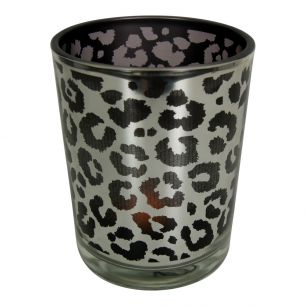 windlicht zilver leopard large 18cm*